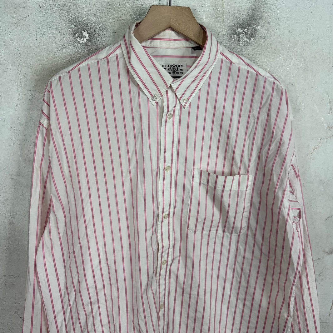 Supreme x MM6 Pinstriped Pink Shirt