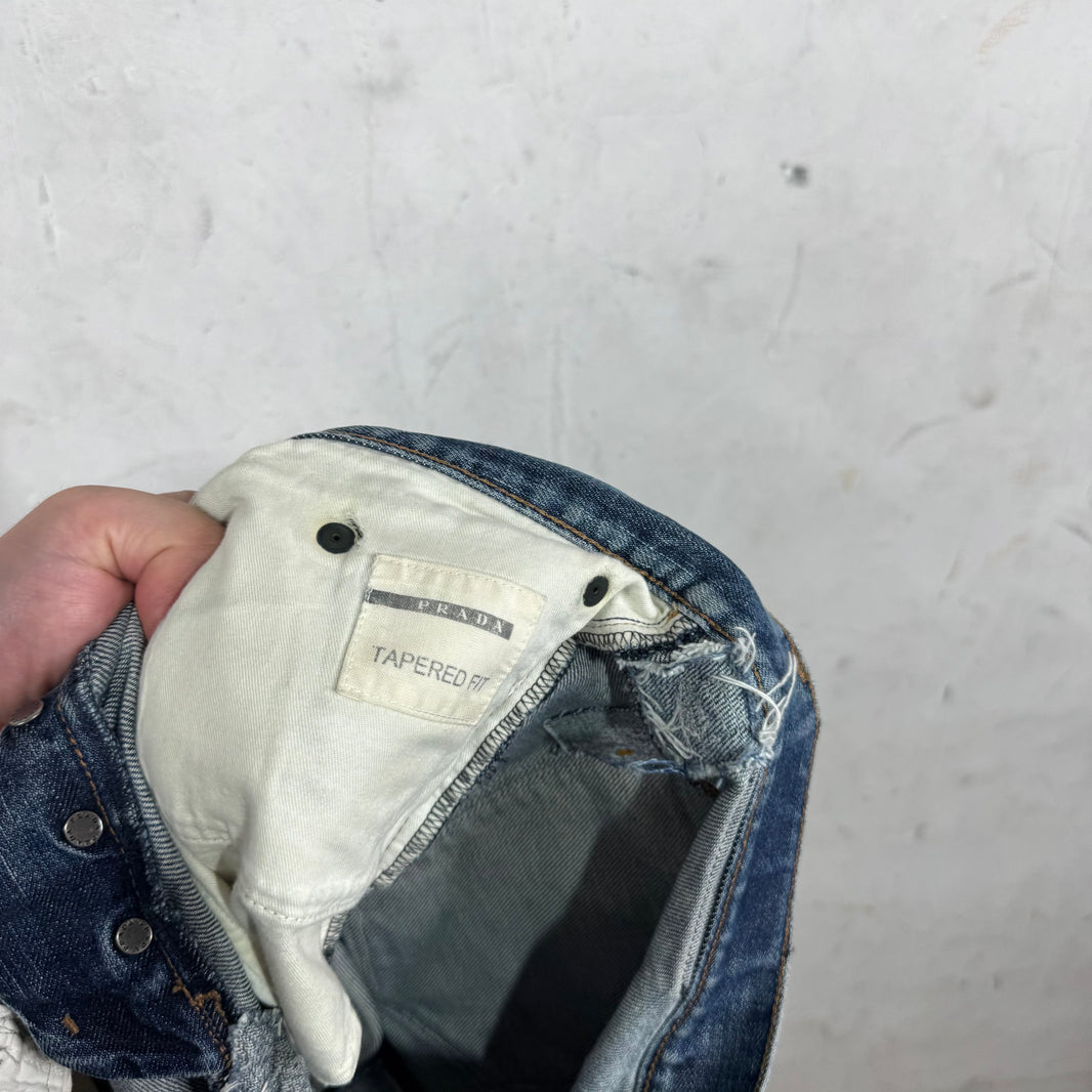 Prada Repaired Tapered Cut Jeans