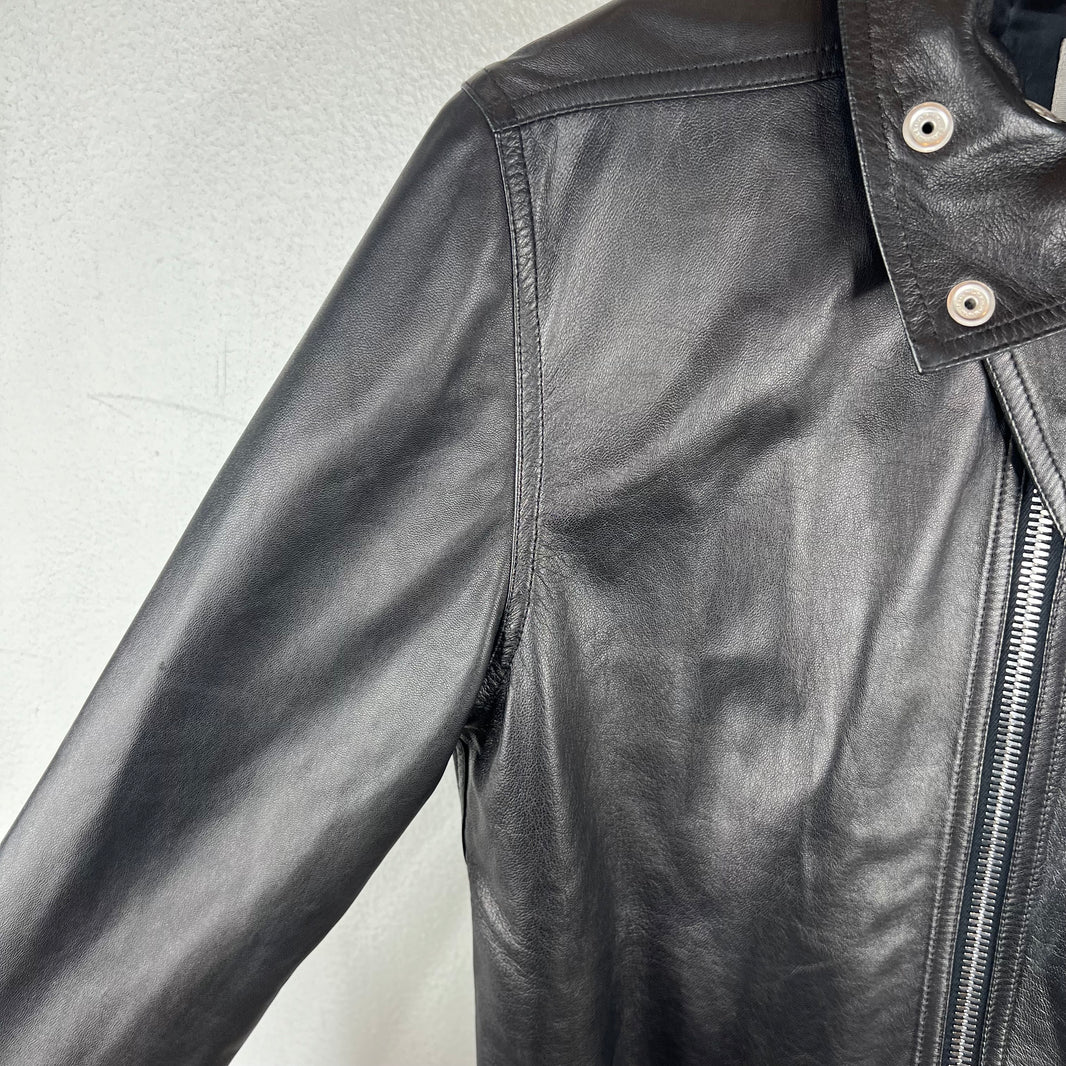 Rick Owens Black Python Leather Moto Jacket