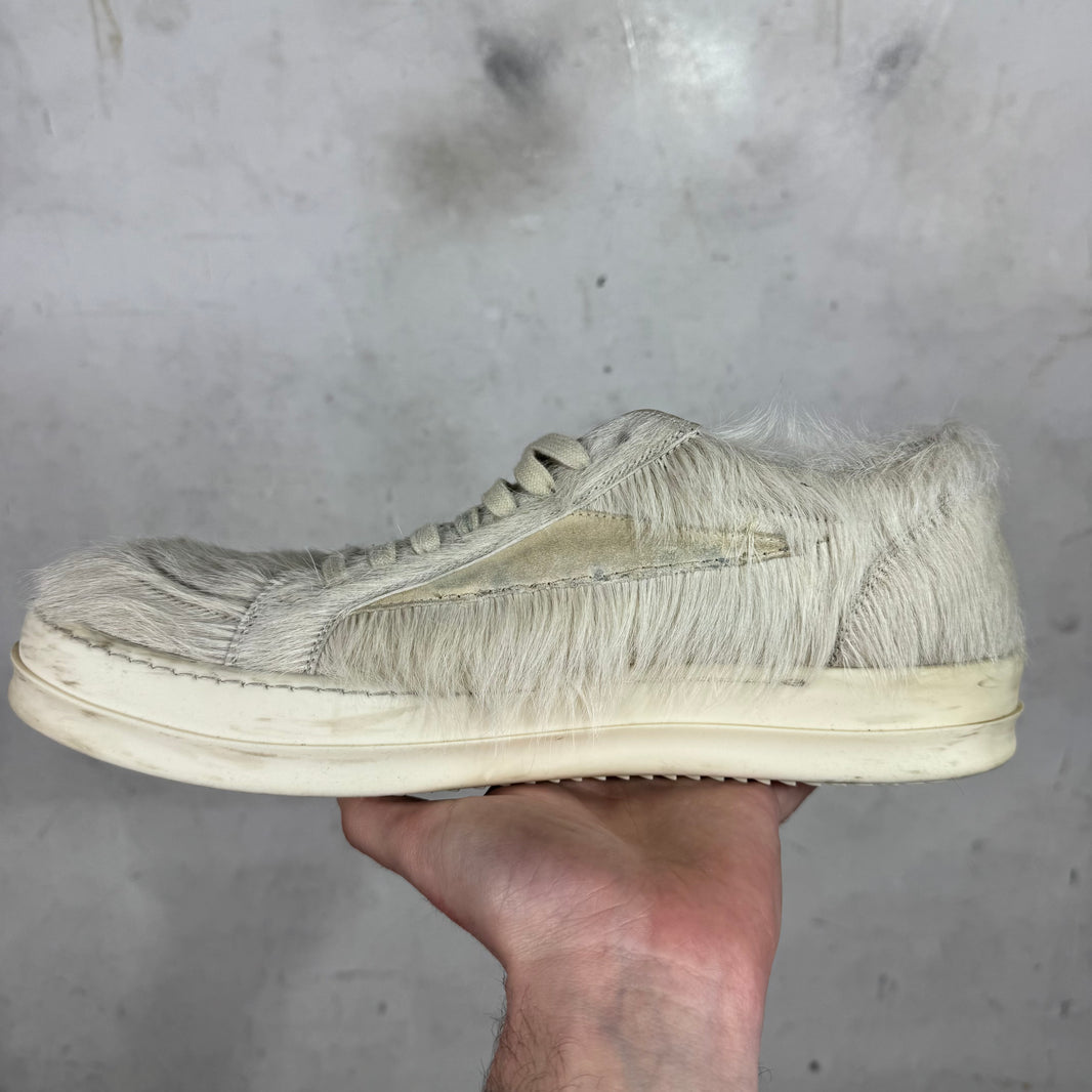 Rick Owens Cream Ponyhair Low Vans