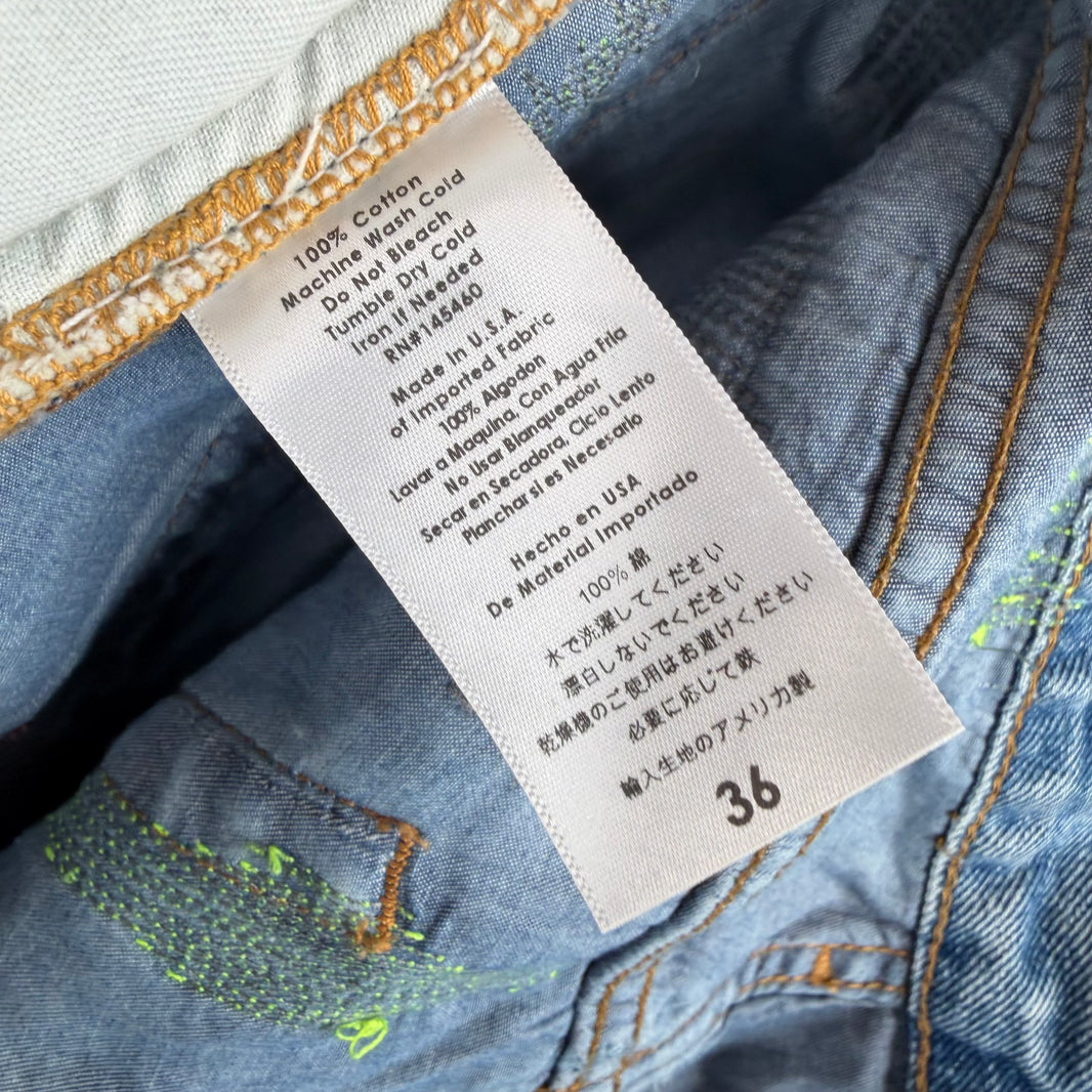 Endless Denim Blue Embroidered Distressed Jeans