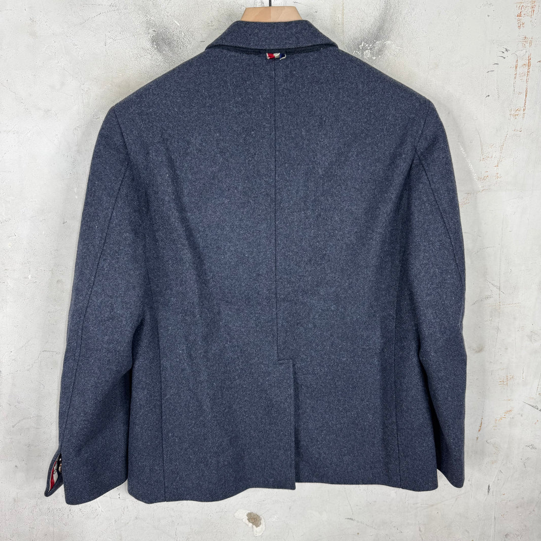 Thom Browne Navy Wool Striped Liner Blazer