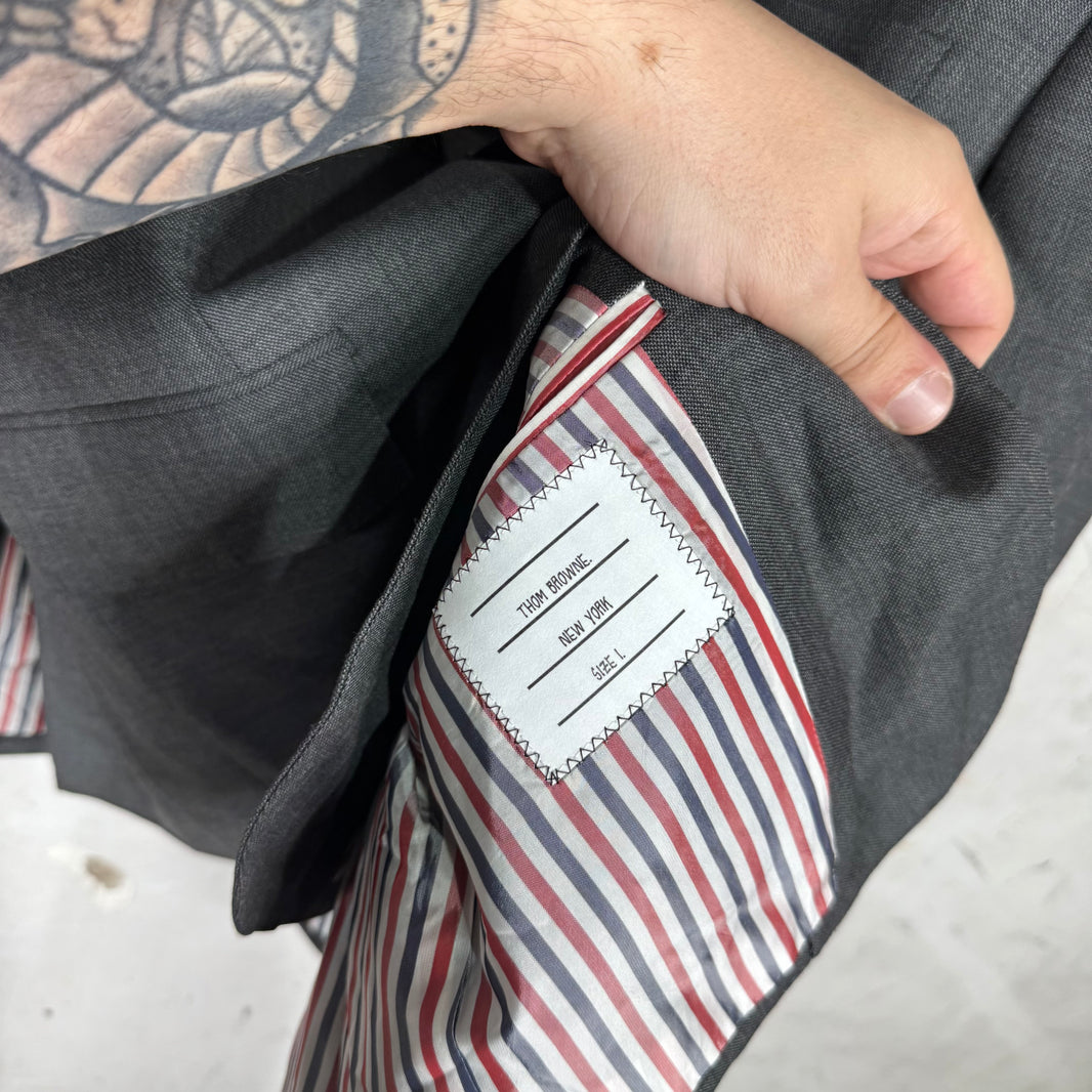 Thom Browne Dark Grey Tailored Lined Blazer
