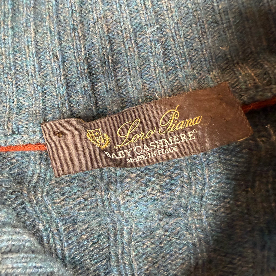 Loro Piana Blue Baby Cashmere Quarter Zip Jacket