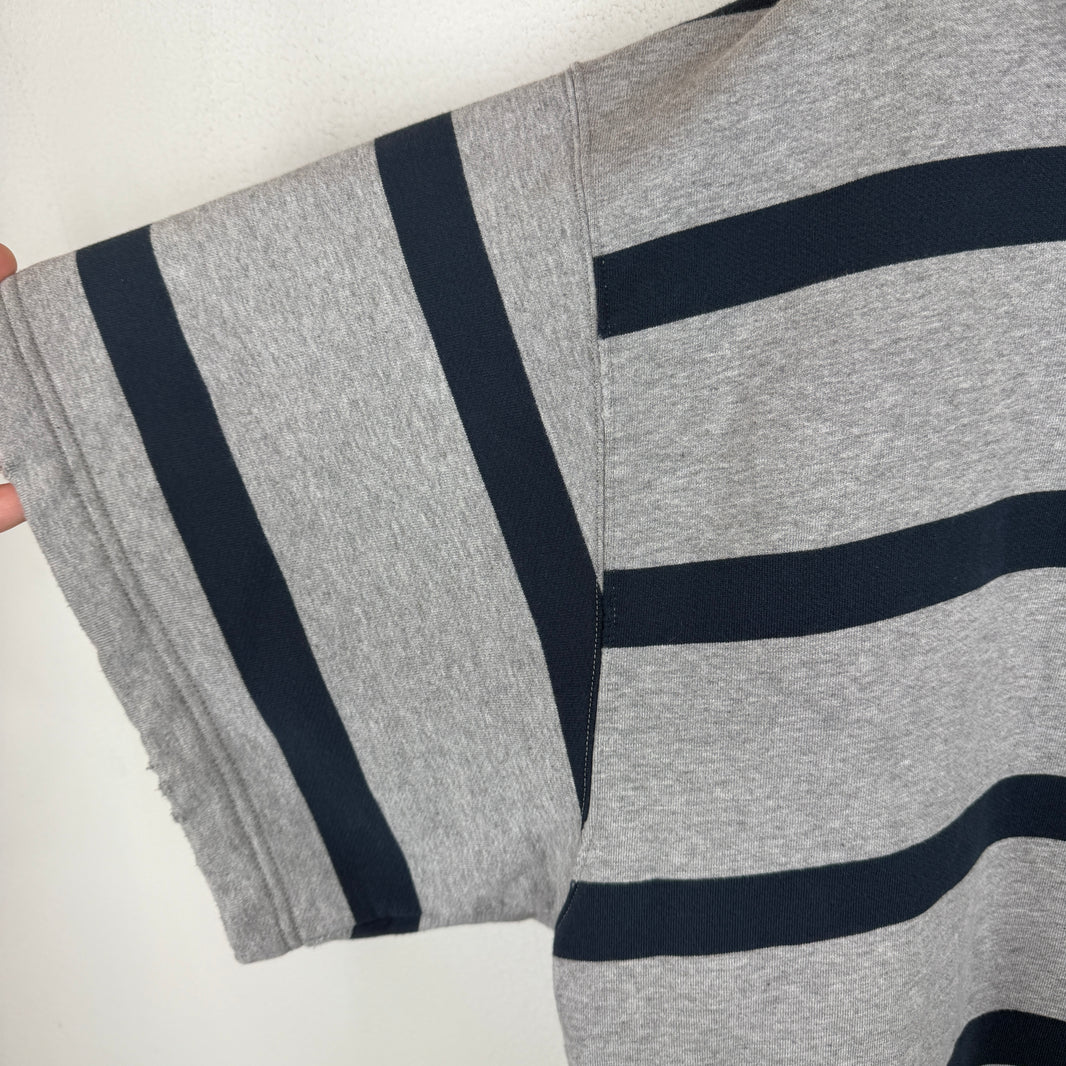 Balenciaga Navy/Gray Striped Thick Polo T-Shirt