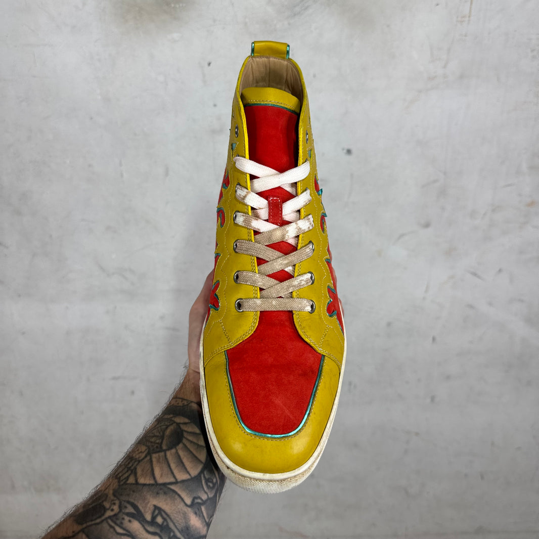 Christian Louboutin Orange/Yellow Cutout Sneakers
