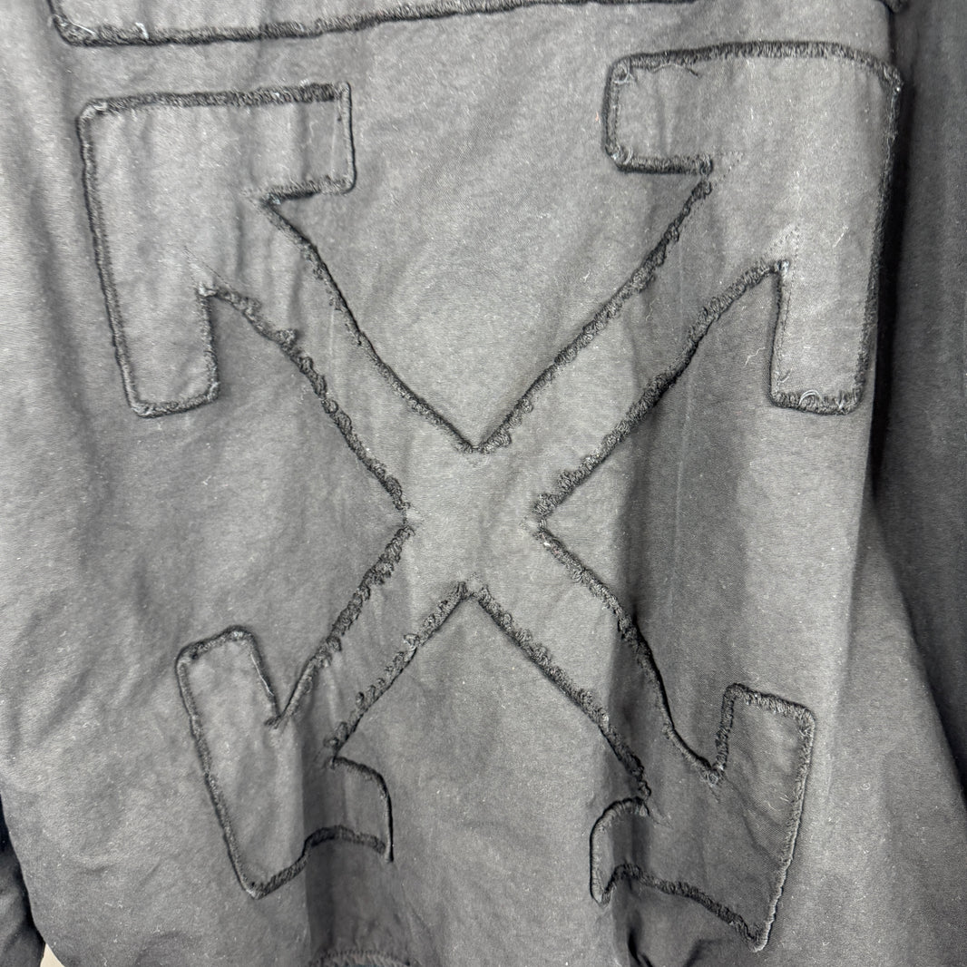 Off White Black Hooded Bomber Jacket