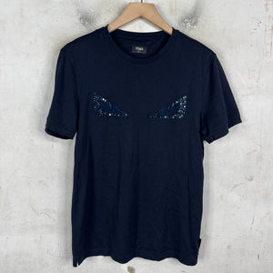 Fendi Navy Rhinestoned Monster T-Shirt