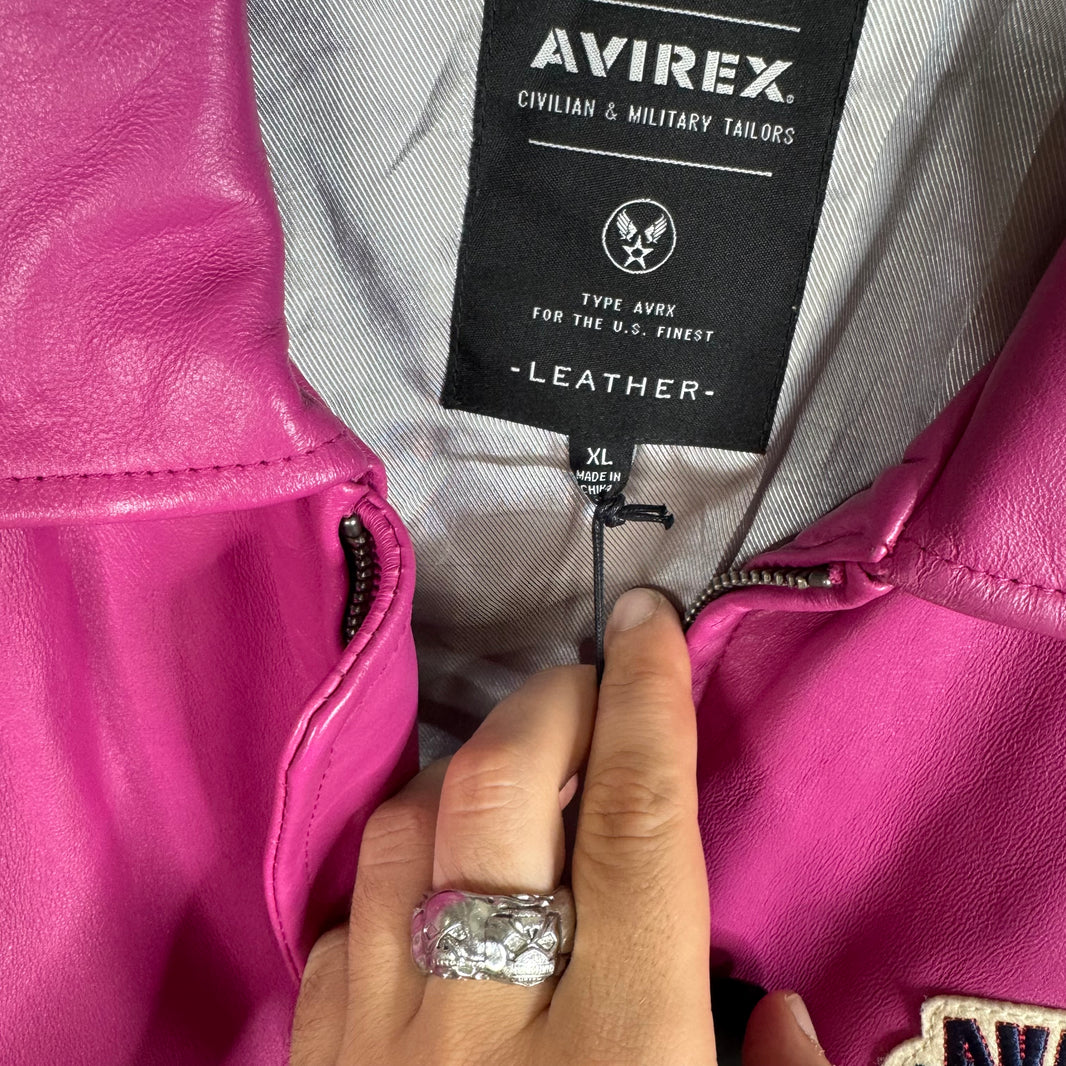 Avirex Pink Crest Leather Jacket