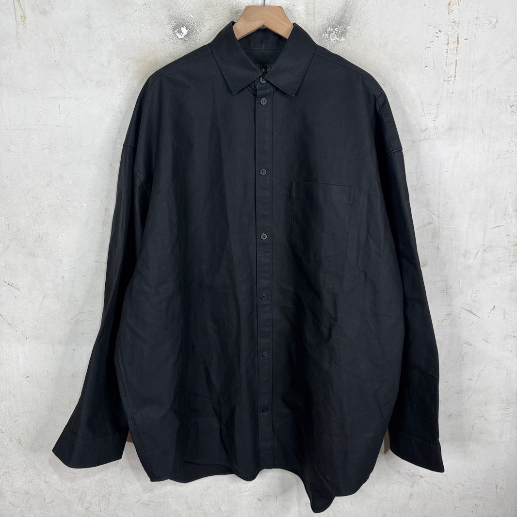 Balenciaga Black Canvas Snap Overshirt