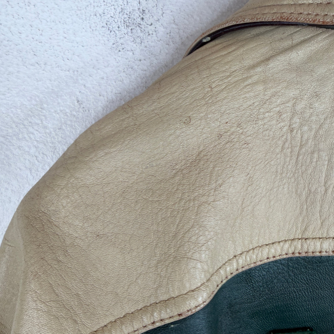 Vintage Avirex Leather Two-Tone Zip Up Jacket