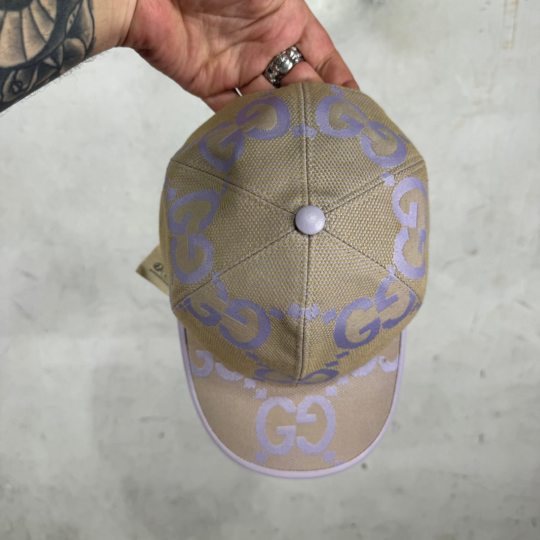 Gucci Beige Purple Monogram Hat