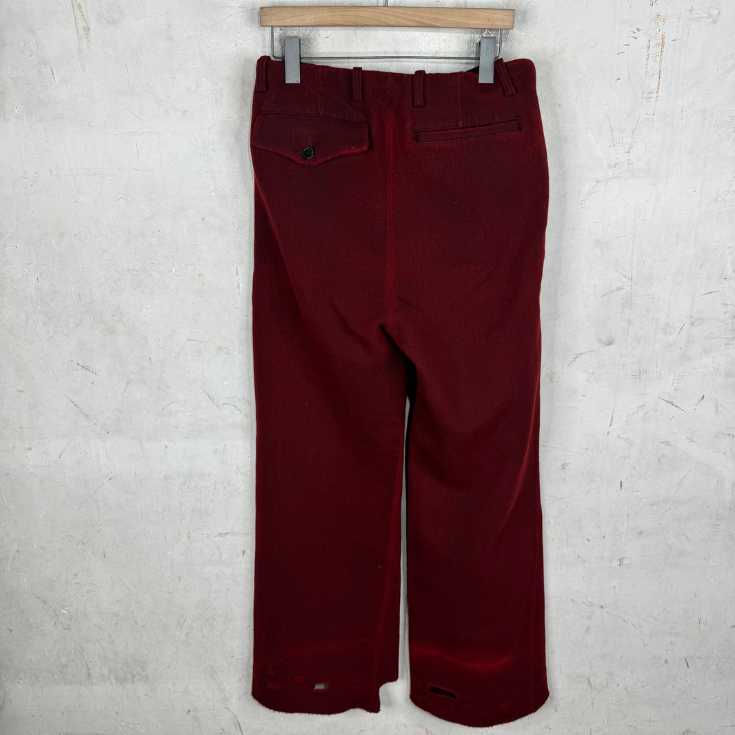 ERD Red Distressed Wool Trousers