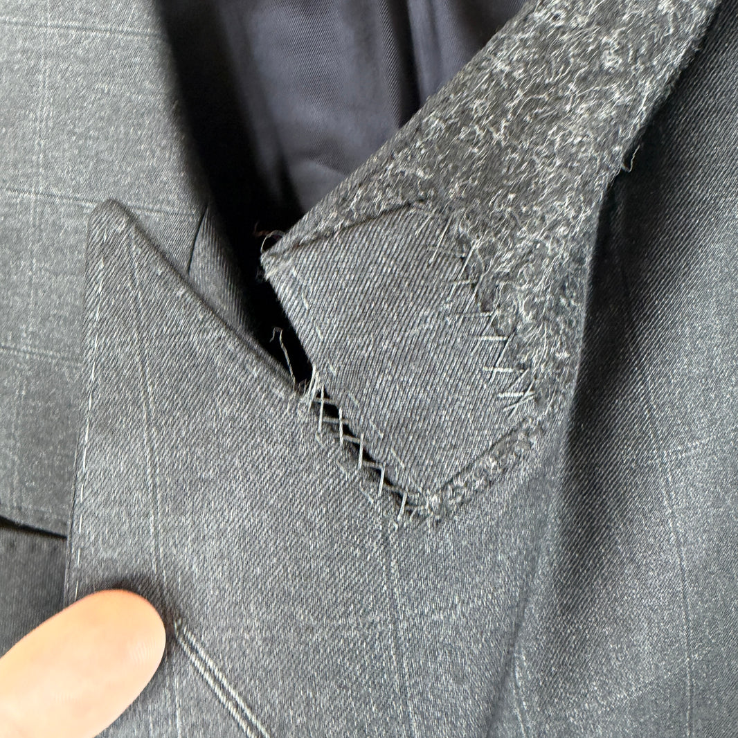Balenciaga Sample Dark Gray Checkered Double Breasted Trench Coat