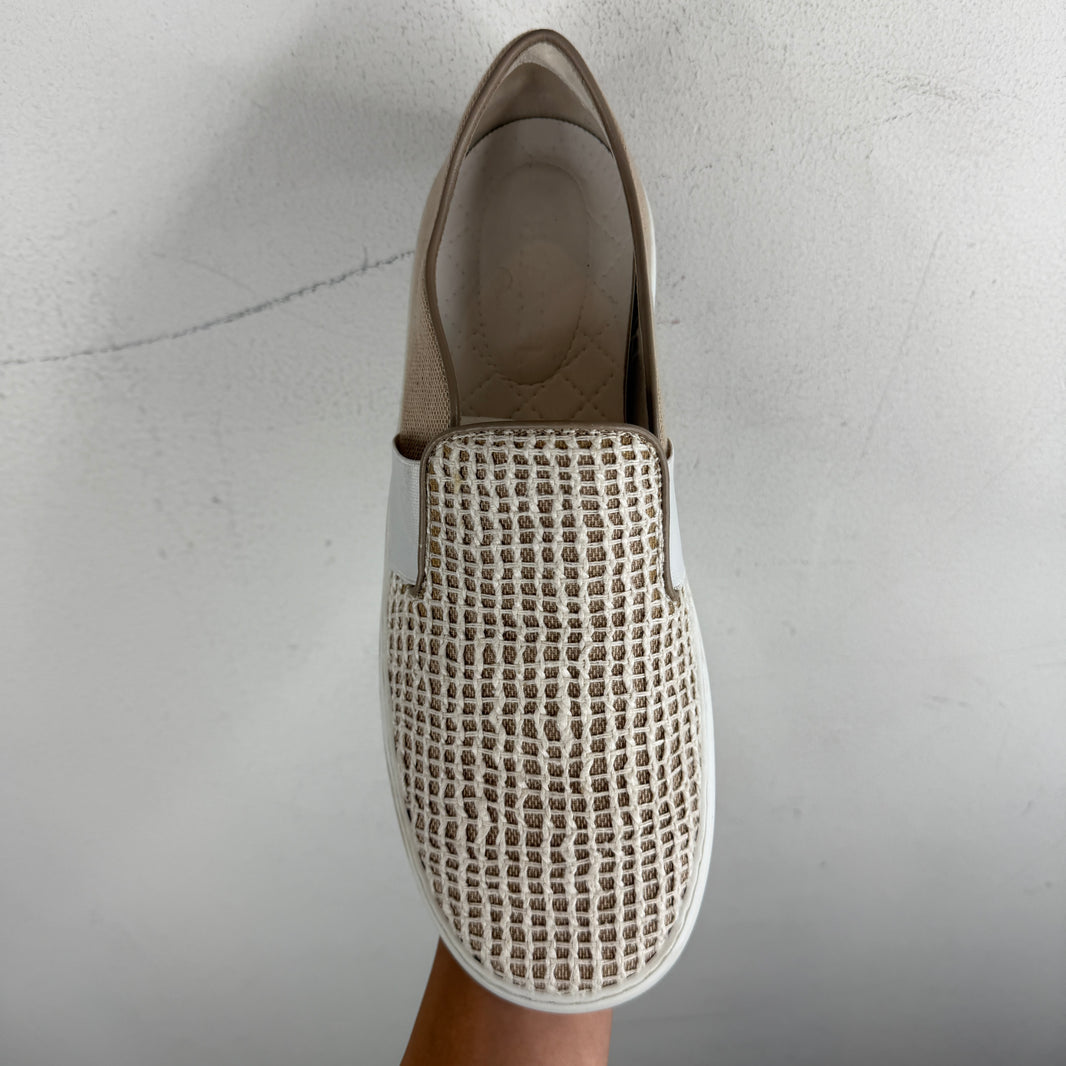 Chanel Woven Checkered Slip On Sneakers
