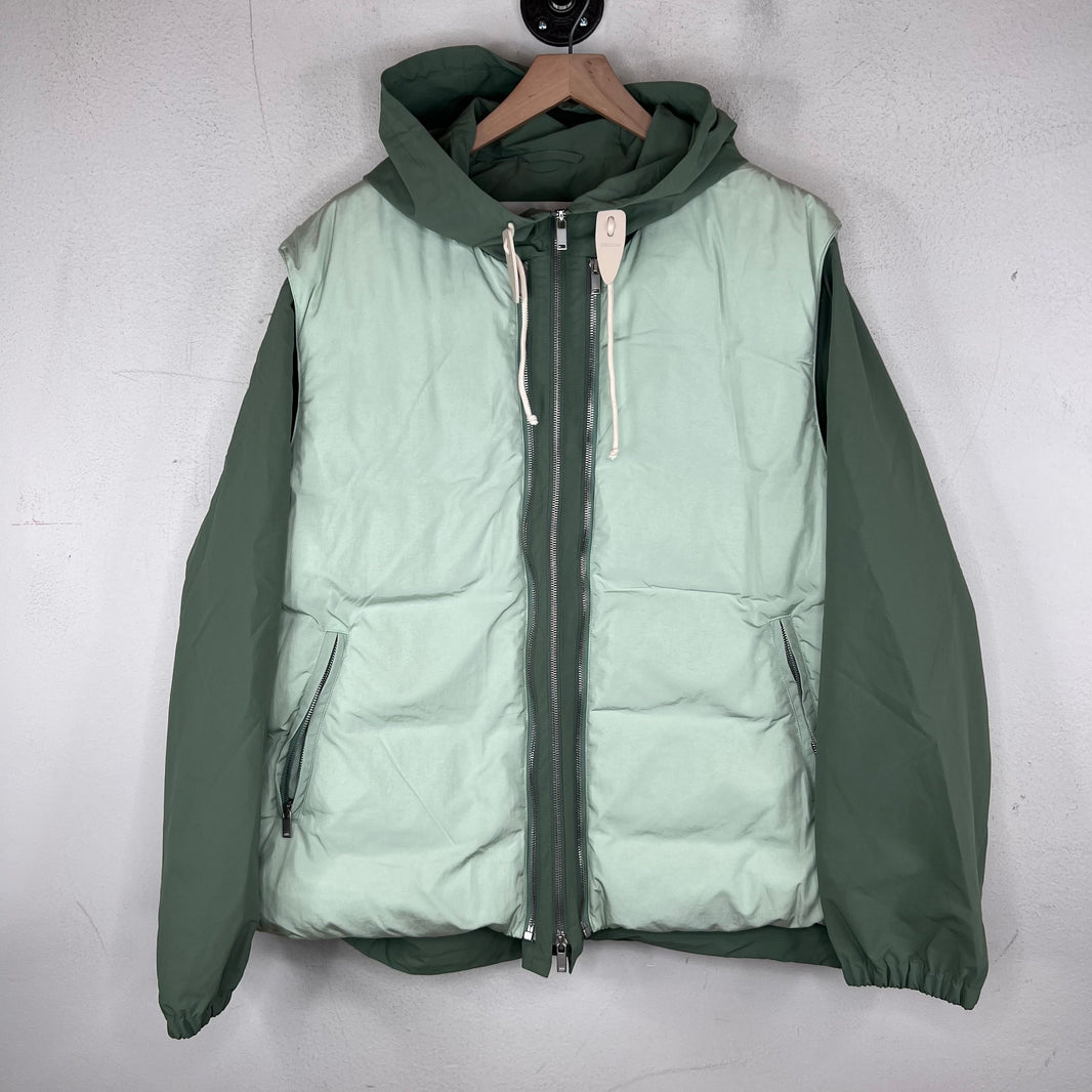 Jil Sander Green Hybrid Puffer Vest Jacket
