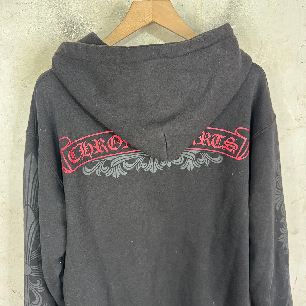 Chrome Hearts Floral Red Scroll Thermal Zip Hoodie