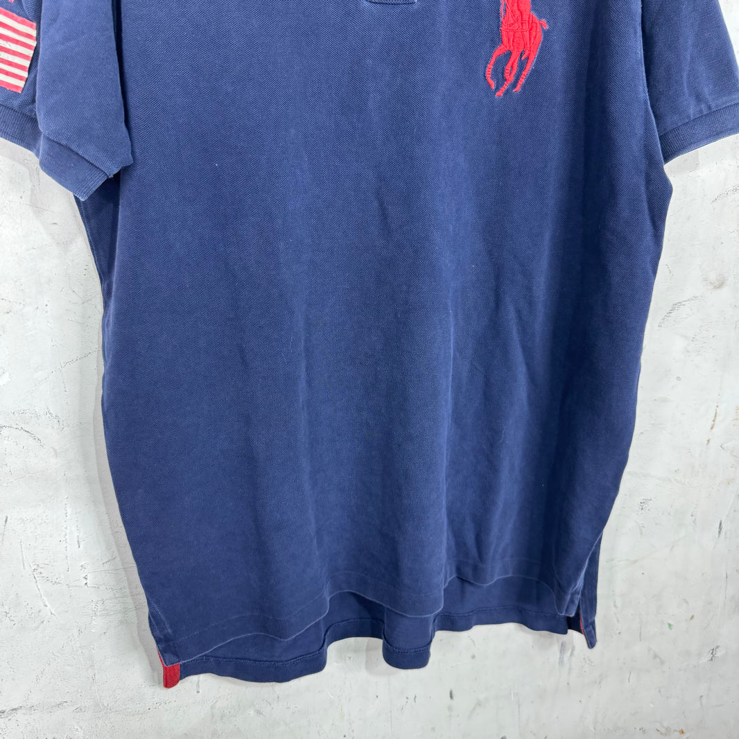 Ralph Lauren Navy Red USA Sleeve Big Pony Polo