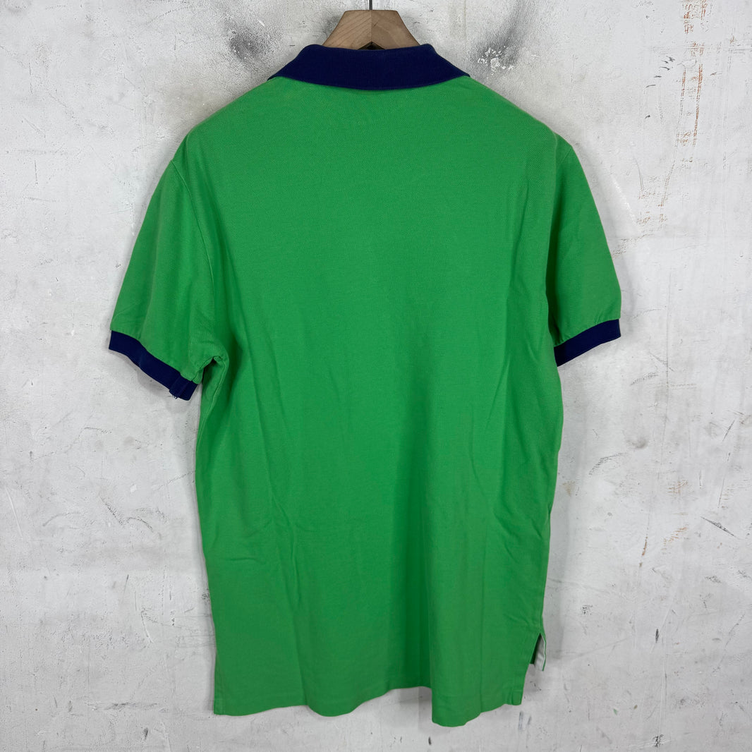 Ralph Lauren Green Blue Diagnal Strip Big Pony Polo