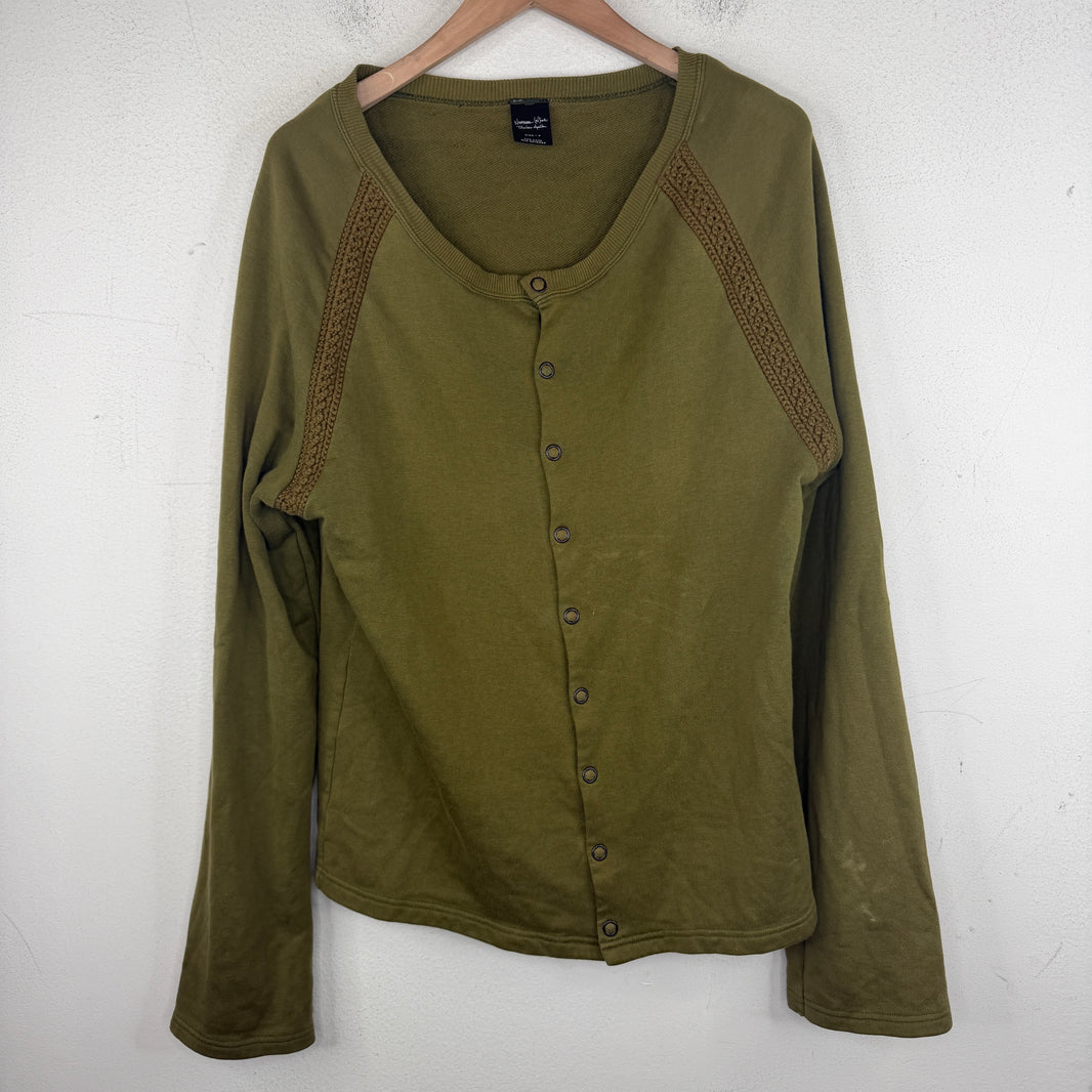 Number Nine Hybrid Knit Detail Snap Button Sweater