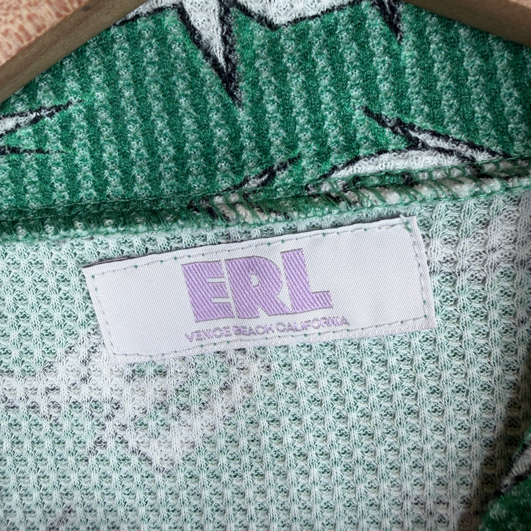 ERL Green Printed Waffle Thermal Longsleeve T-Shirt