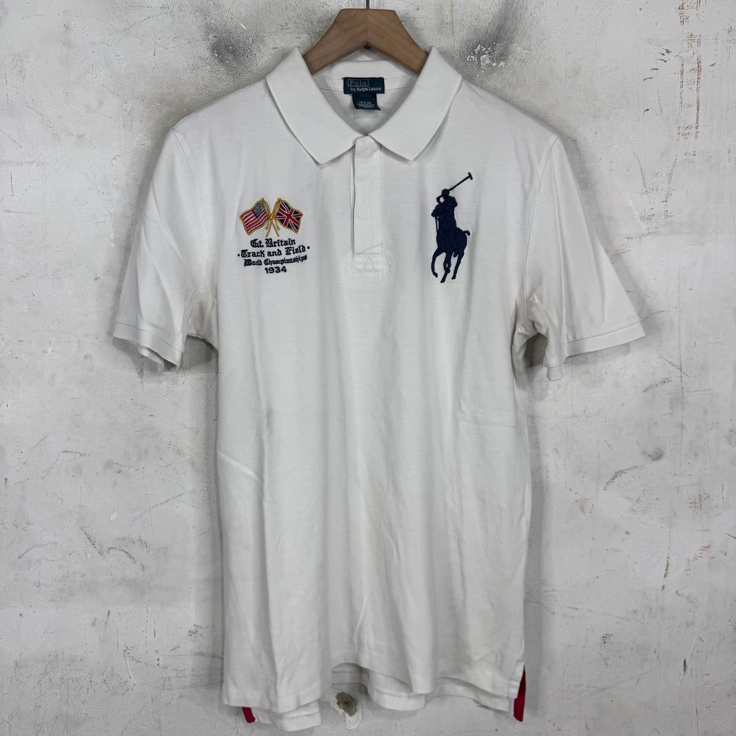 Ralph Lauren White Navy GBR Big Pony Polo