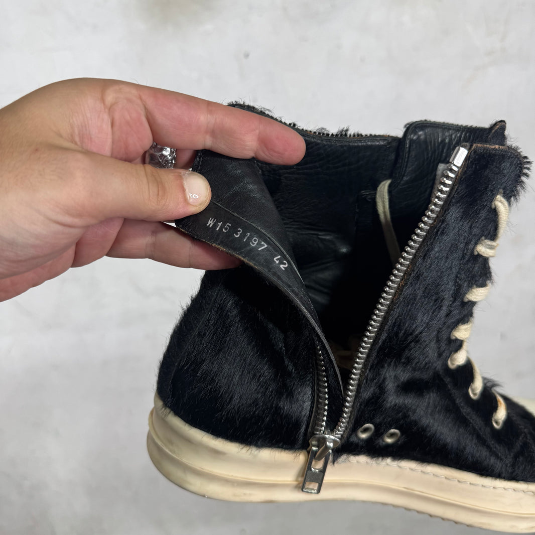 Rick Owens 15' Black Ponyhair Ramones