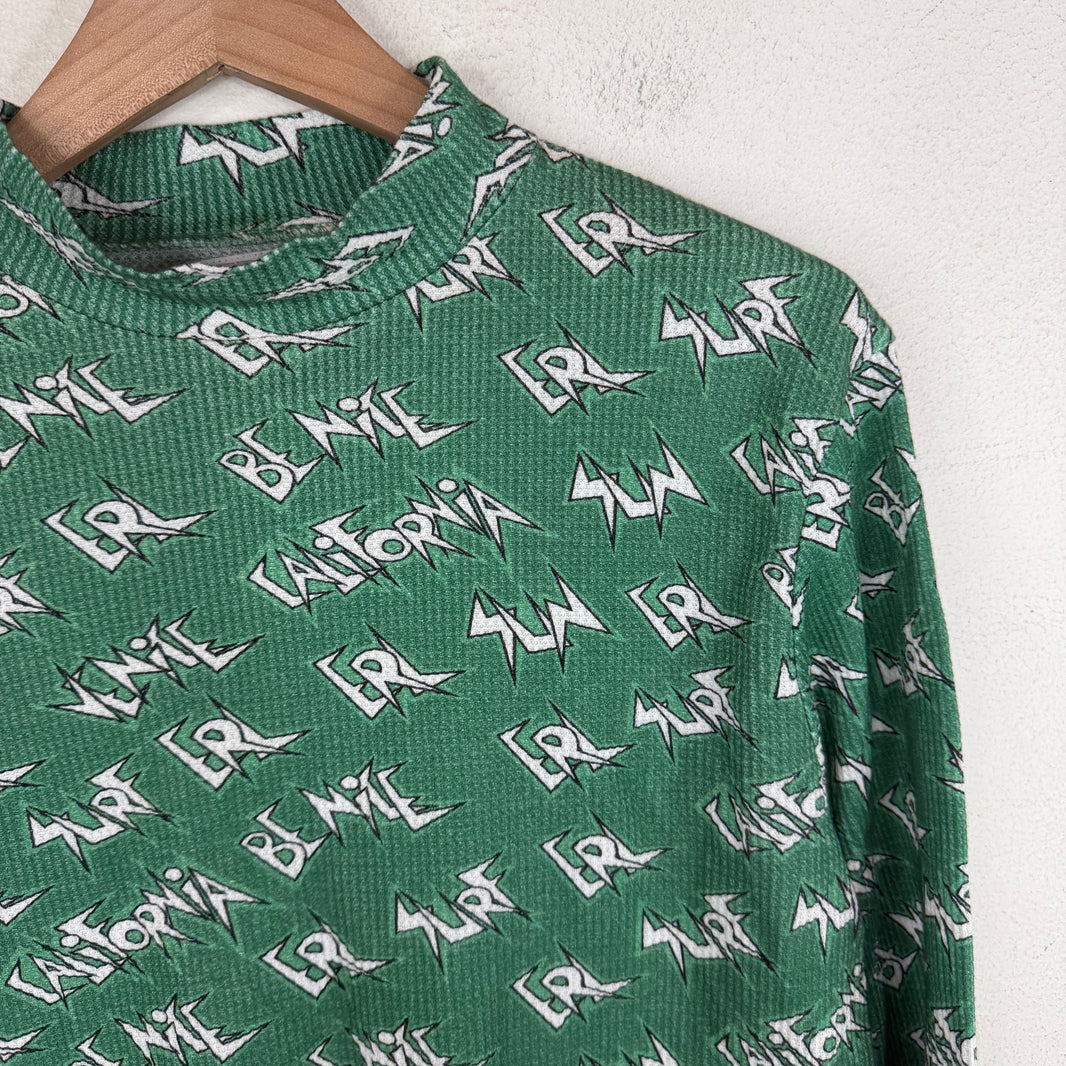 ERL Green Printed Waffle Thermal Longsleeve T-Shirt