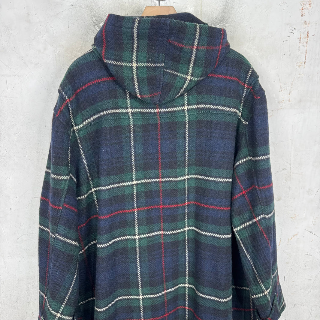 Ralph Lauren Wool Plaid Long Clasped Coat