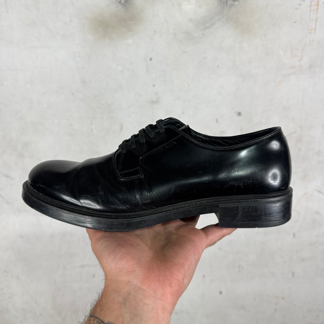 Prada Black Brushed Derbys
