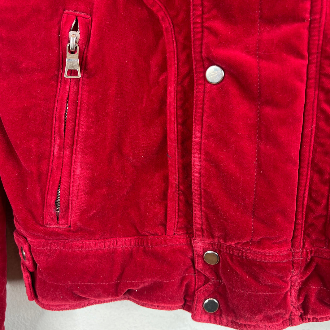 Balmain Red Velvet Crest Jacket