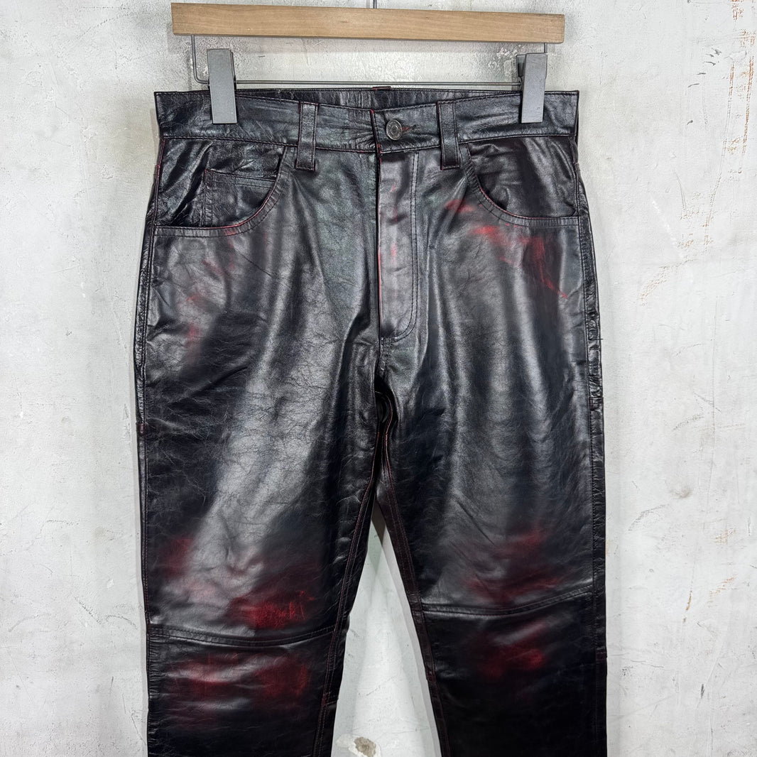 Martine Rose Leather Patina'd Distressed Pants