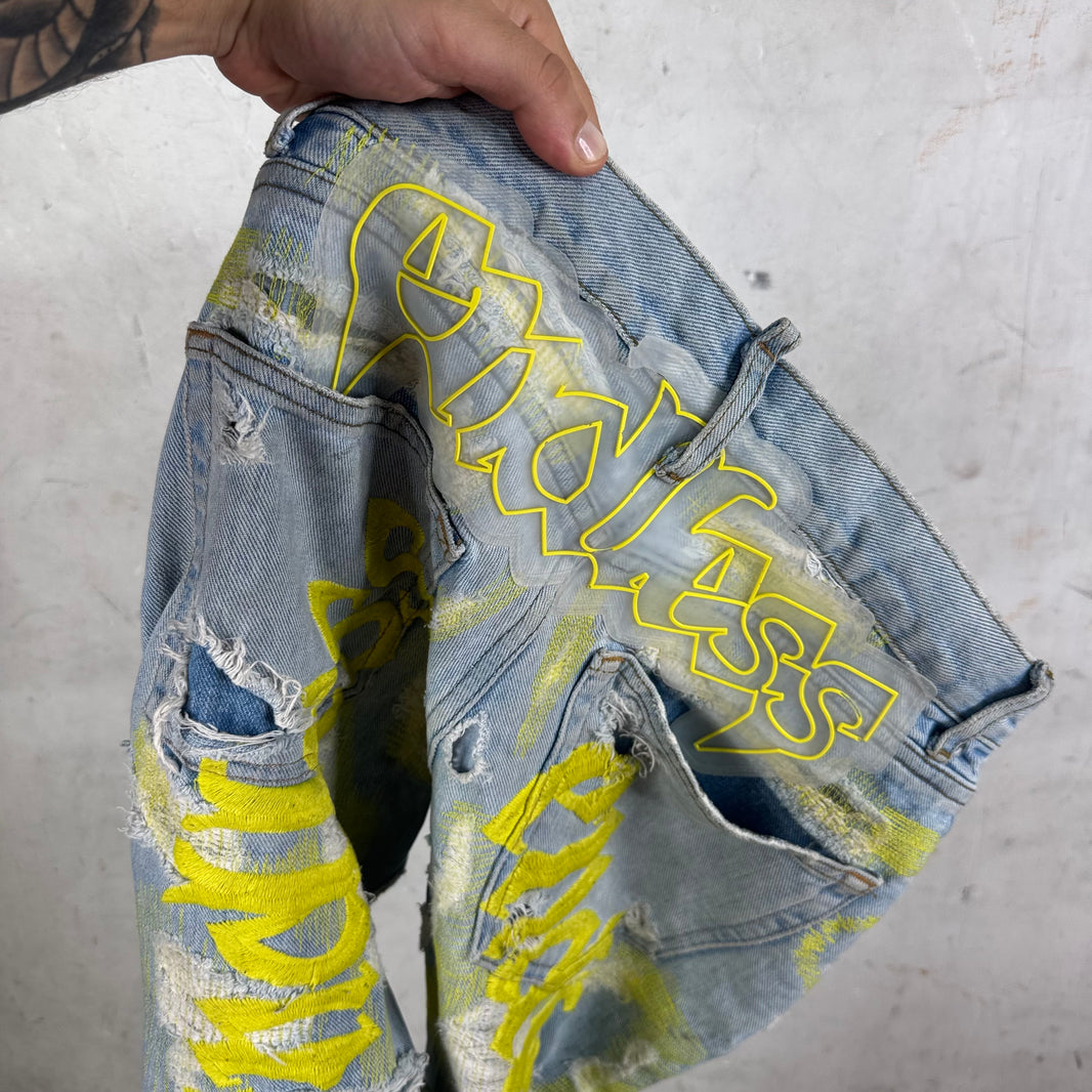 Endless Denim Lightwash Neon Boro Jeans