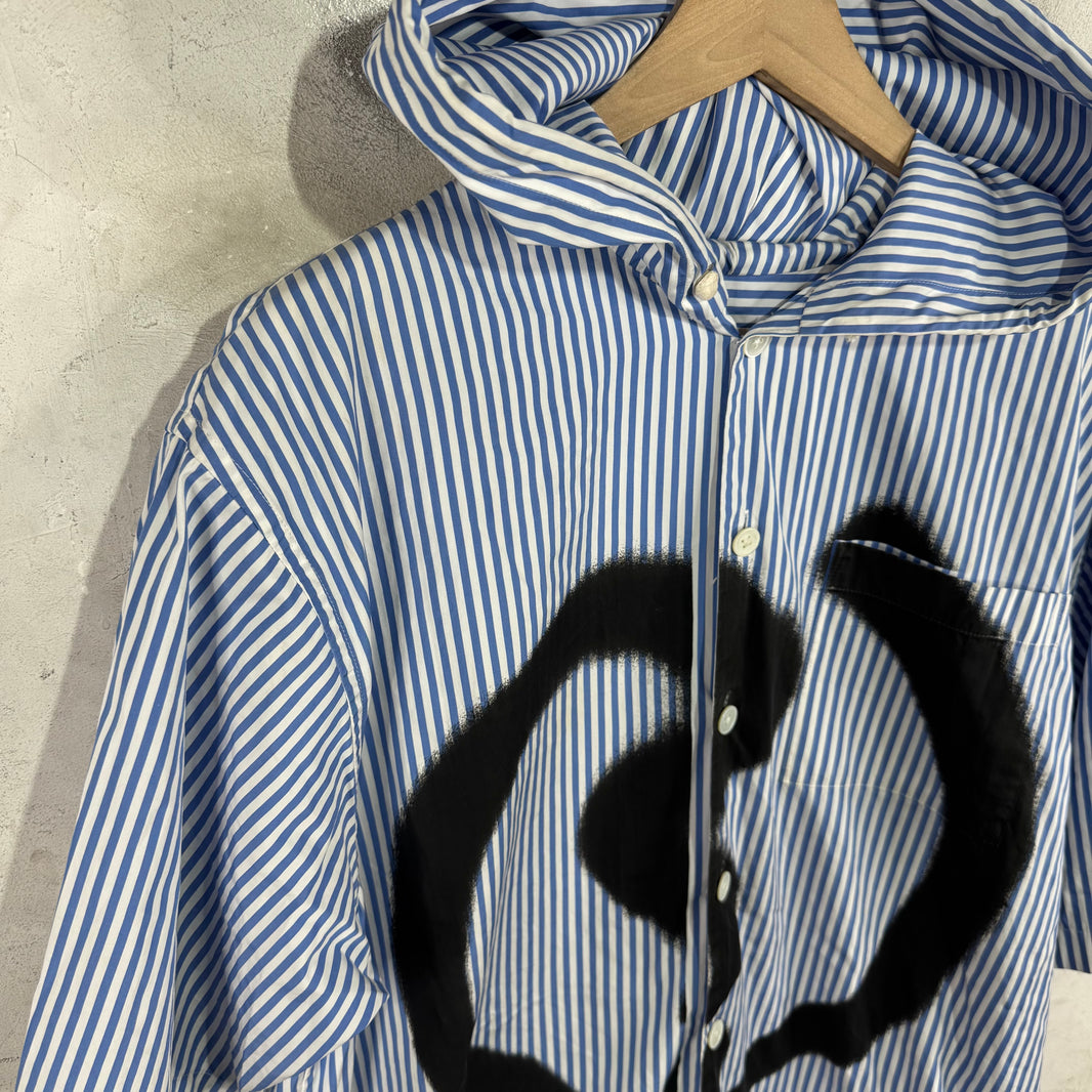 Marni Spray Graphic Hooded Stipe Shirt