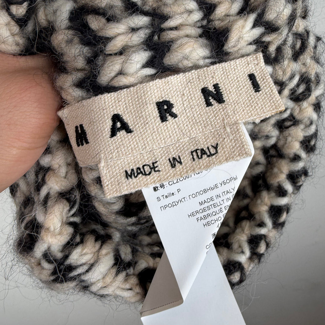 Marni Black/White Knit Beanie