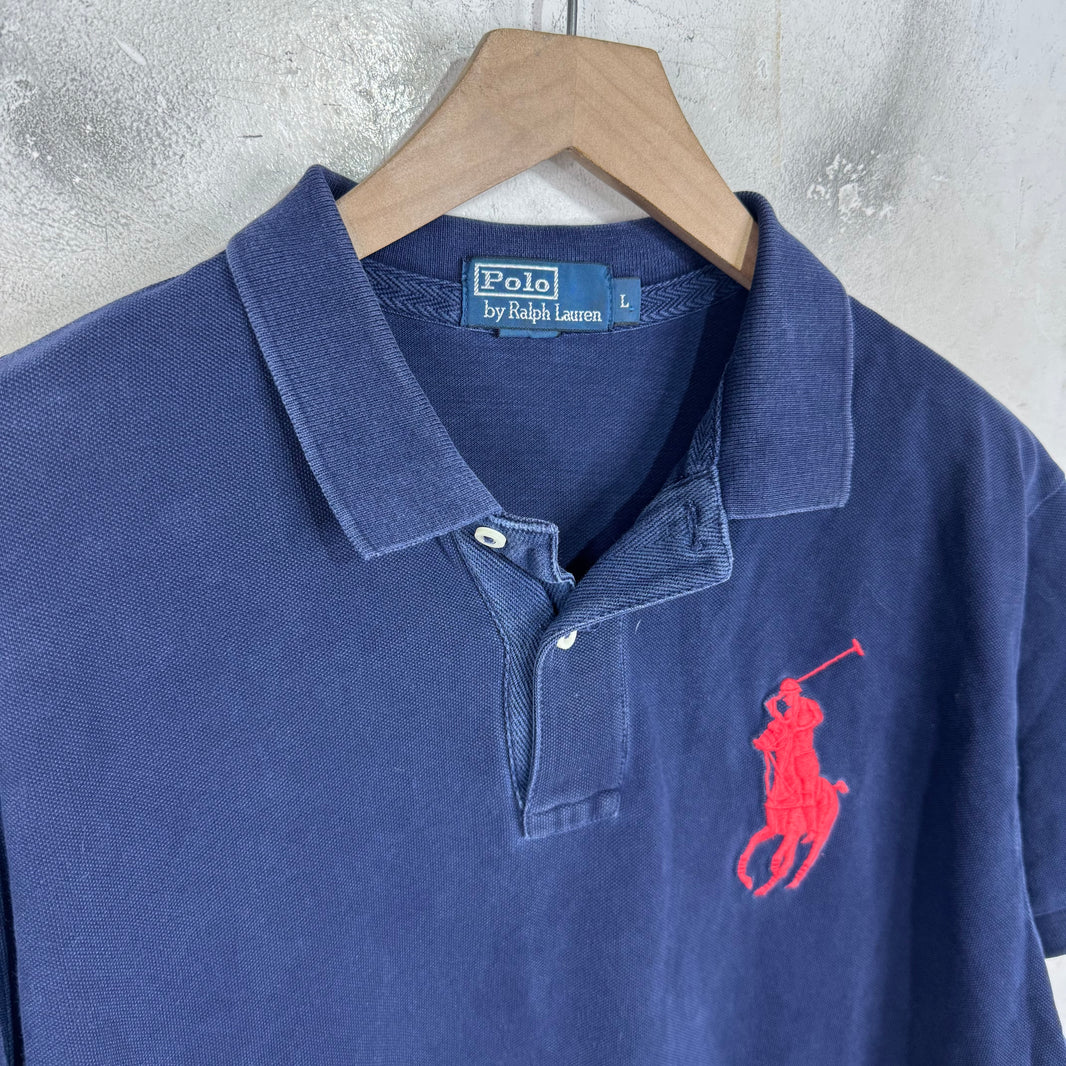 Ralph Lauren Navy Red USA Sleeve Big Pony Polo