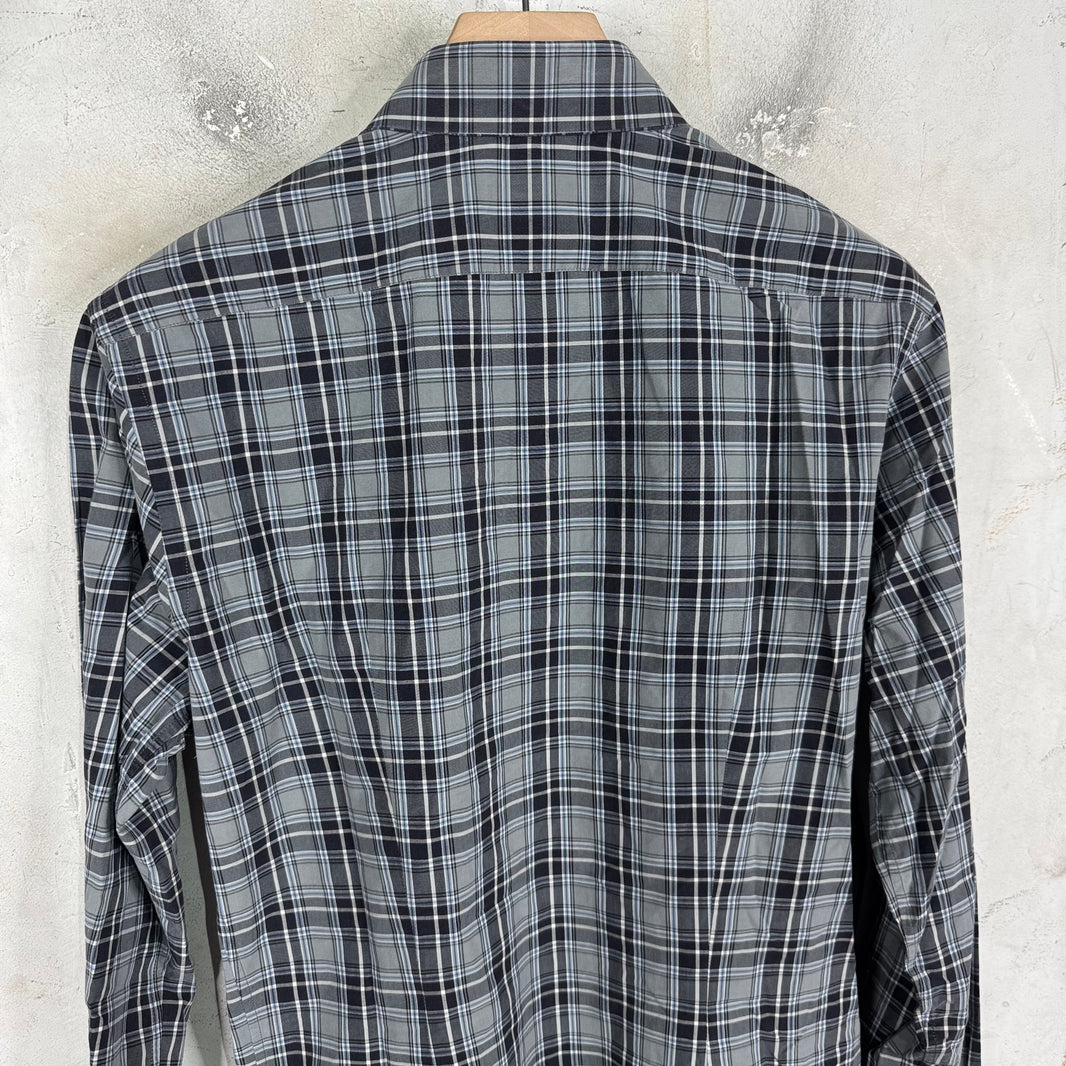 Prada Checkered Plaid Dress Shirt
