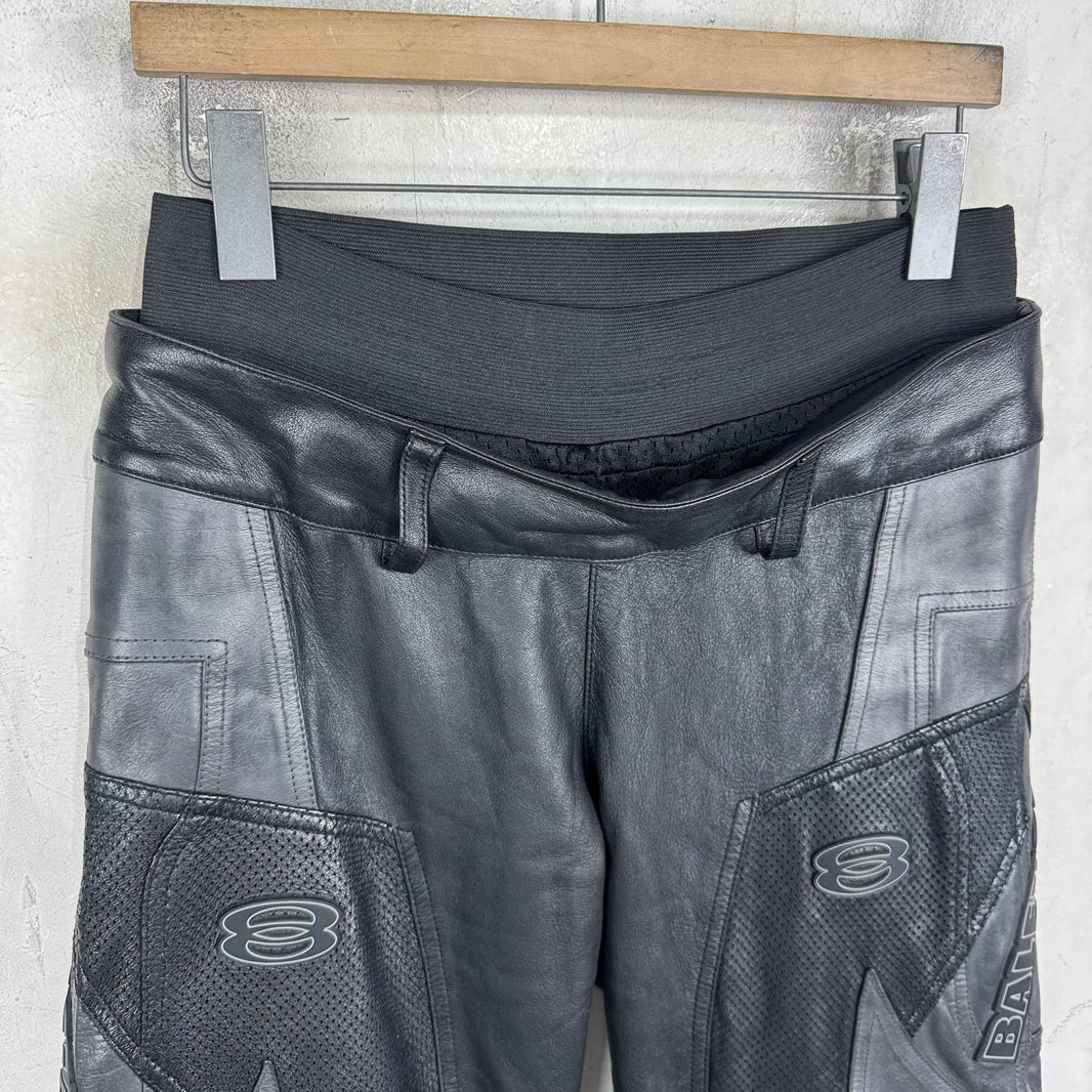 Balenciaga Leather Unity Paneled Racing Pants