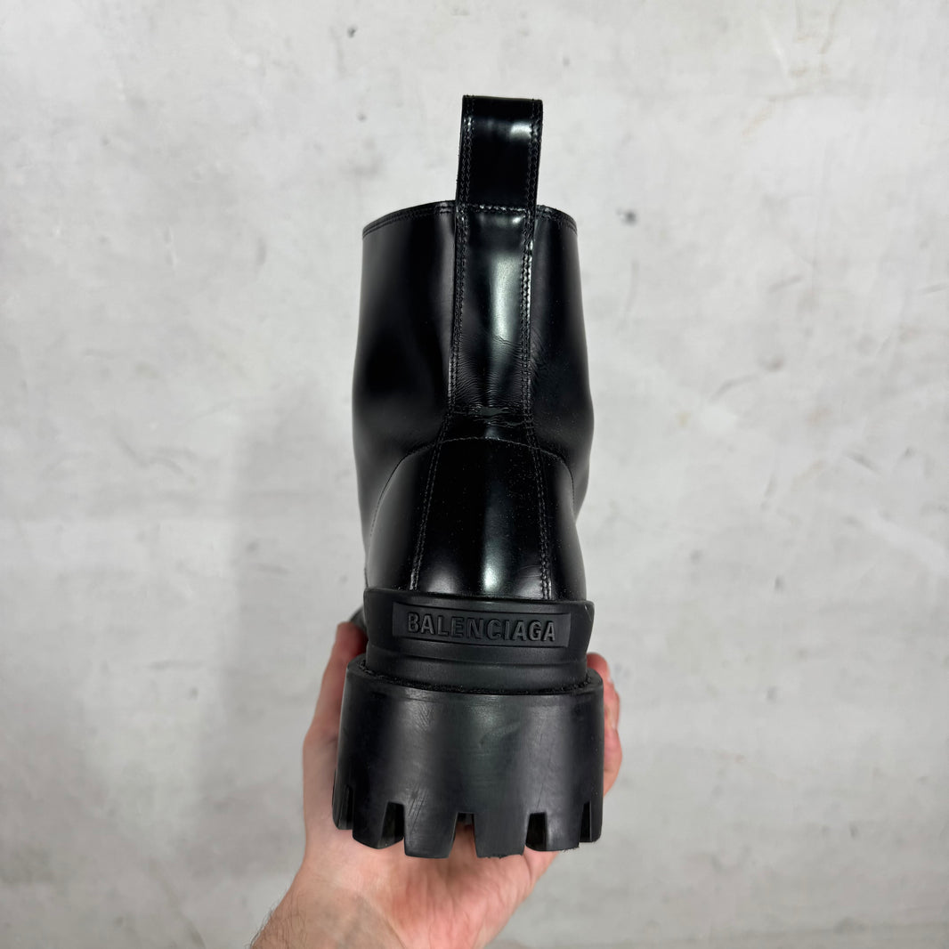 Balenciaga Black Leather Strike Boots