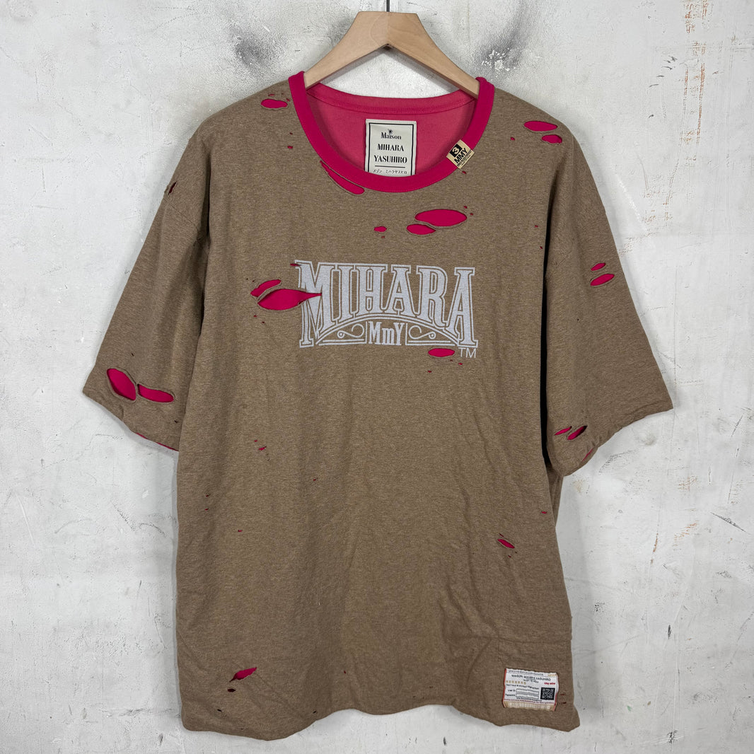 Maison Mihara Yasuhiro Logo Distressed Layered T-Shirt