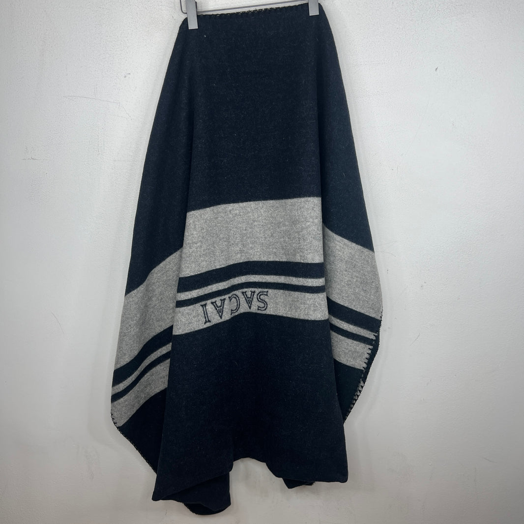 Sacai Navy/Gray Wool Blend Throw Blanket