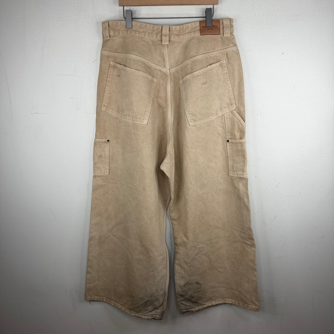 Balenciaga Tan Baggy Carpenter Double Knee Jeans