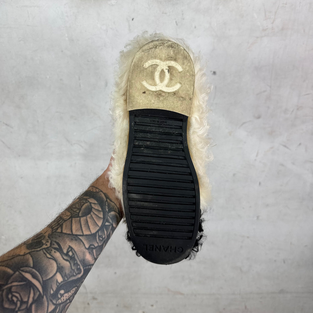 Chanel Shearling Strap Boots