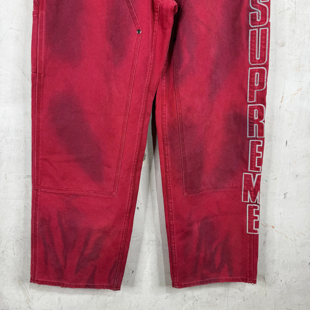 Supreme Red Faded Logo Carpenters