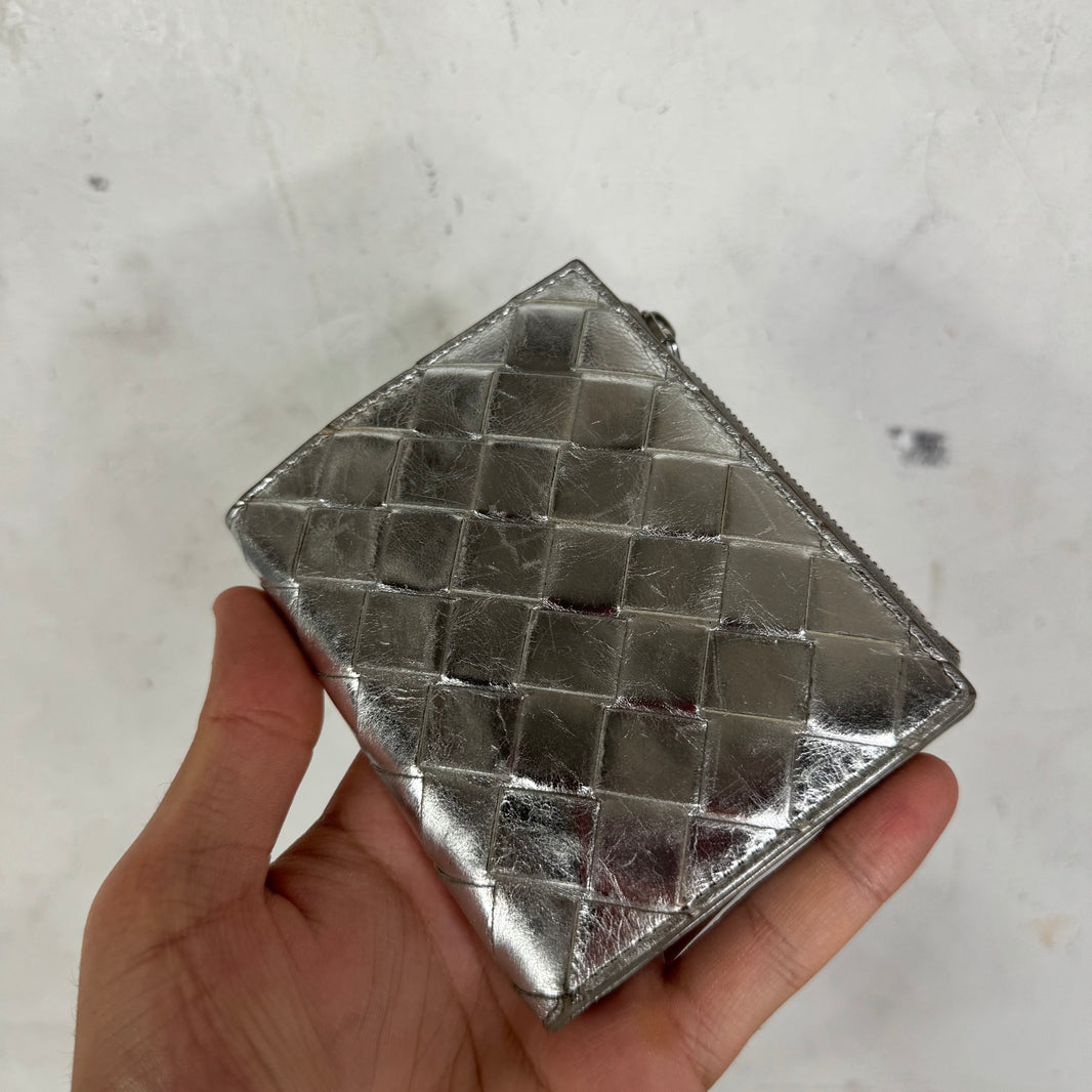 Bottega Metallic Intreciatto Bifold Wallet