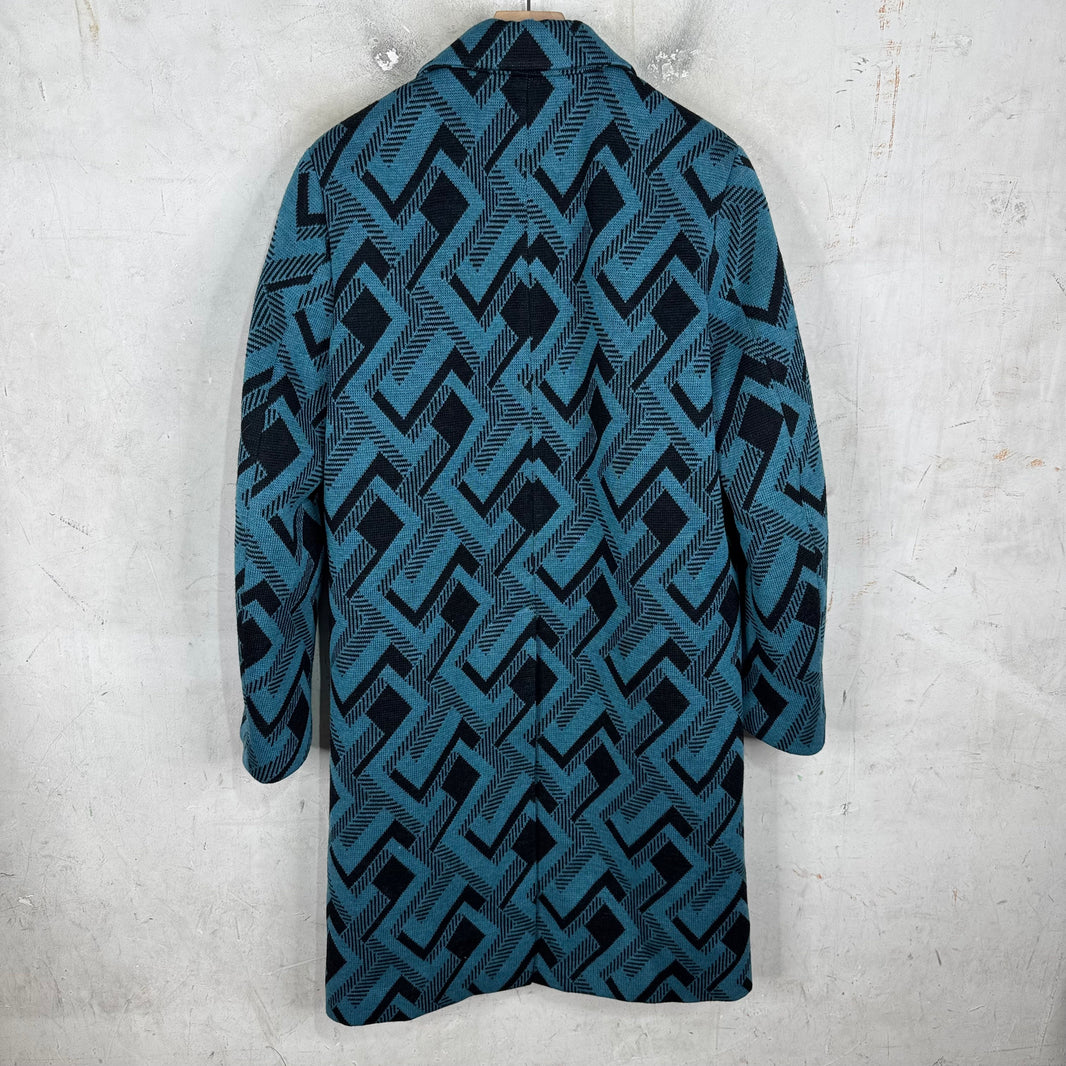 Prada Teal Patterened Trench Coat