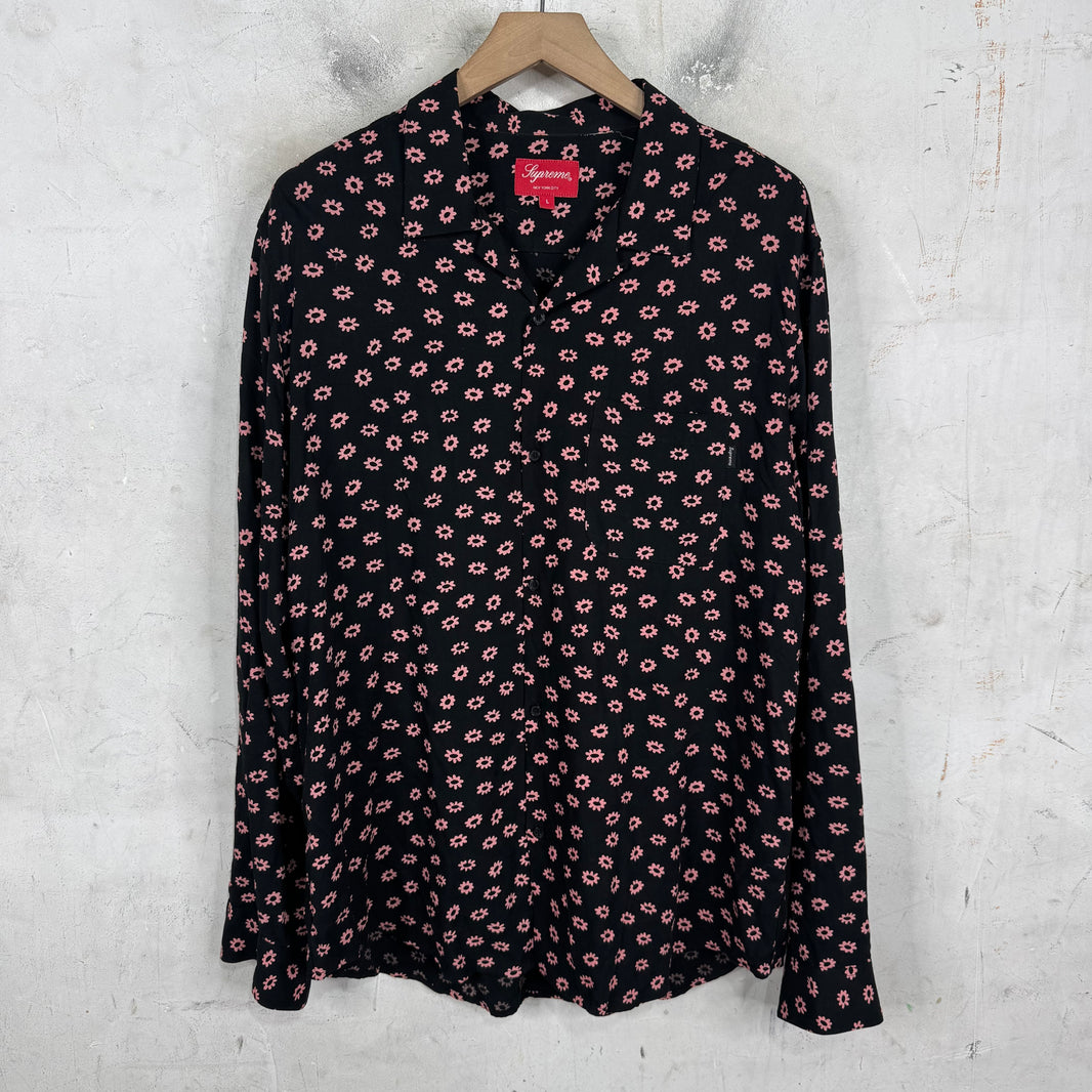 Supreme Pink Daisy Print LS Shirt