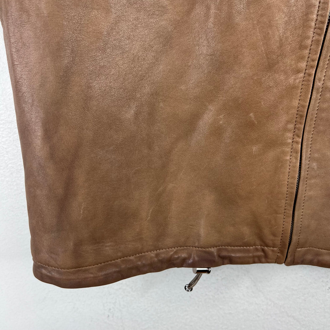 Prada Brown Nappa Lambskin Zip Shirt