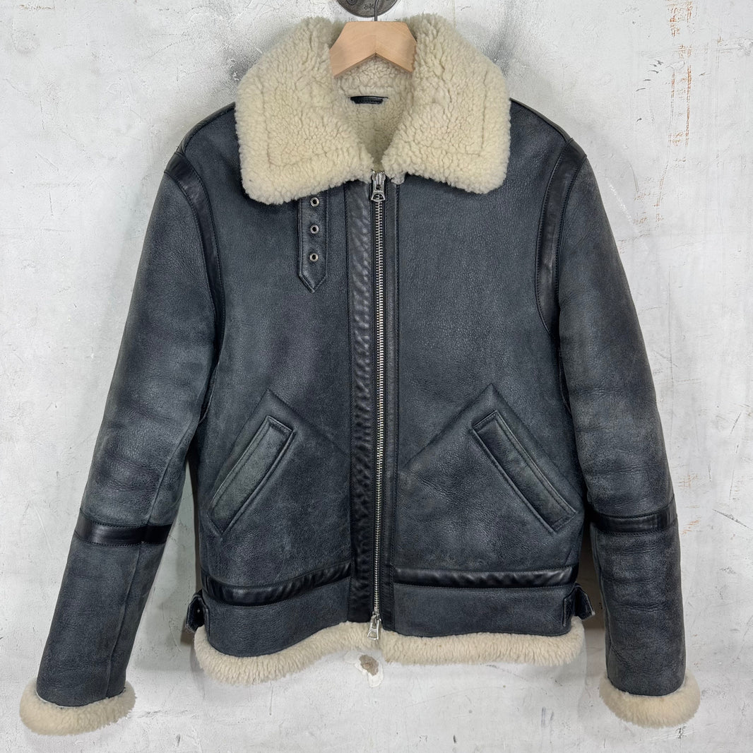 Acne Studios Blisterred Leather Shearling Pilot Jacket