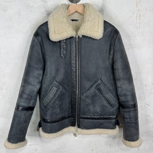 Acne Studios Blisterred Leather Shearling Pilot Jacket